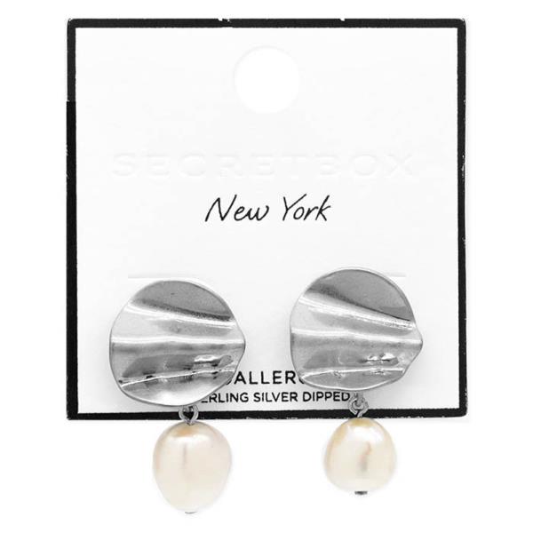 SECRET BOX METAL PEARL DANGLE EARRING