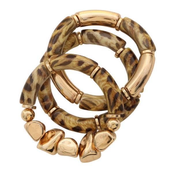 ANIMAL PRINT PATTERN BEADED BRACELET