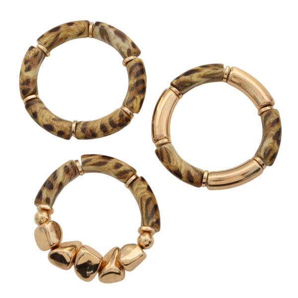 ANIMAL PRINT PATTERN BEADED BRACELET