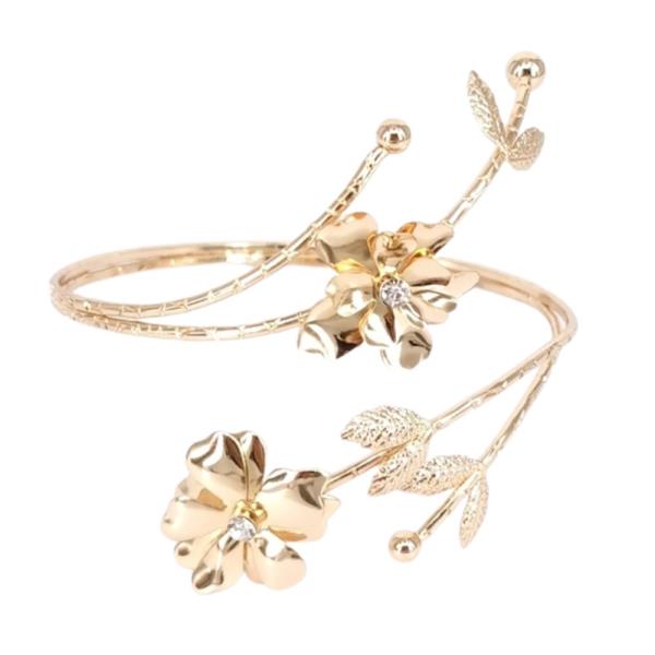 DOUBLE FLOWER METAL CUFF BRACELET