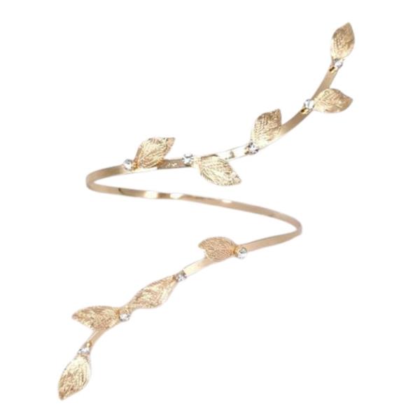 LEAF PATTERN RHINESTONE METAL BRACELET
