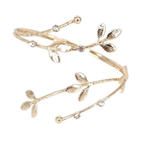 LEAF PATTERN METAL CUFF BRACELET