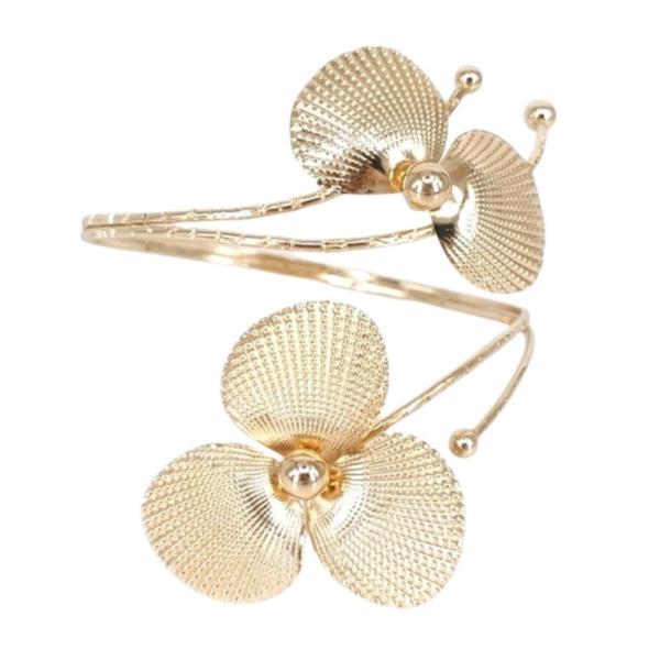 DOUBLE FLOWER METAL CUFF BRACELET