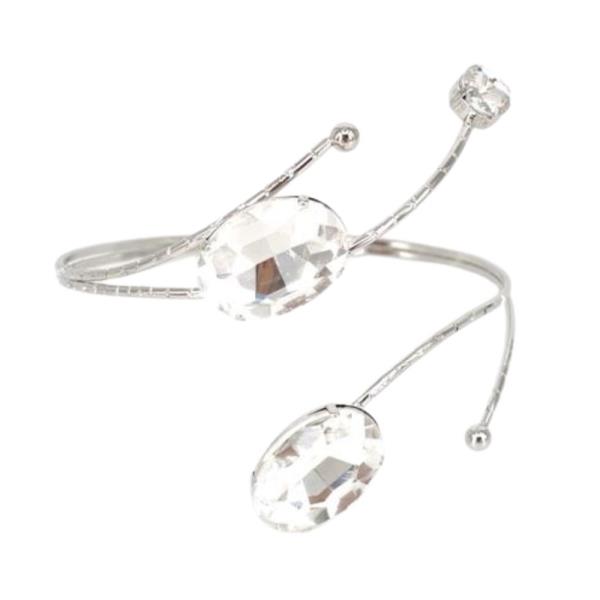 OVAL CRYSTAL METAL CUFF BRACELET
