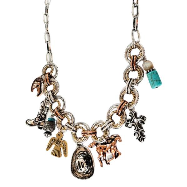 WESTERN CHARM CIRCLE LINK METAL NECKLACE