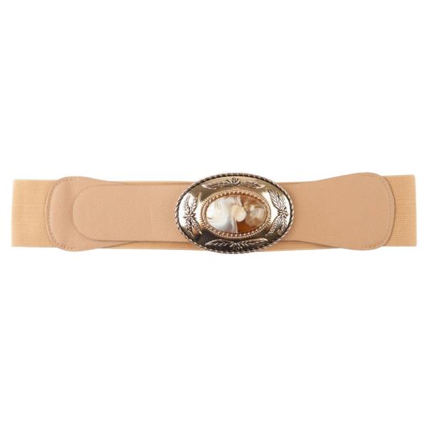 OVAL METAL ACCENT VINTAGE STRETCH ELASTIC BELT