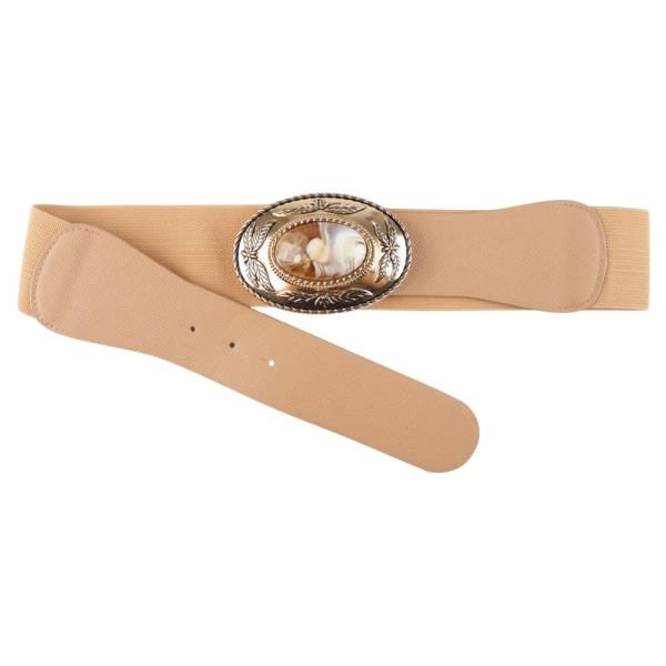 OVAL METAL ACCENT VINTAGE STRETCH ELASTIC BELT