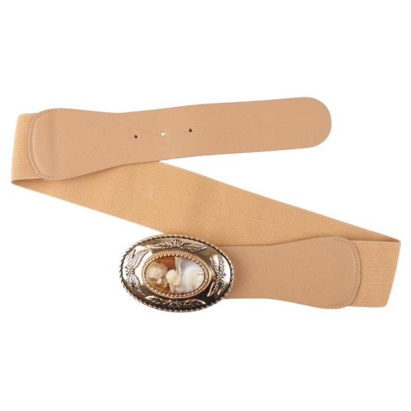 OVAL METAL ACCENT VINTAGE STRETCH ELASTIC BELT