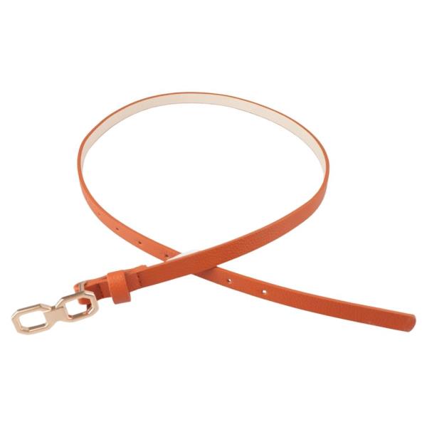 FAUX LEATHER GEOMETRIC METAL LINK BUCKLE THIN BELT 3 PC SET