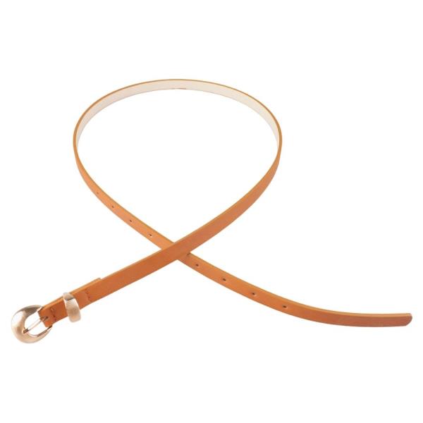 FAUX LEATHER ROUND METAL BUCKLE THIN BELT 3 PC SET