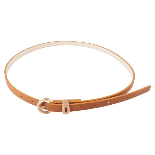 FAUX LEATHER ROUND METAL BUCKLE THIN BELT 3 PC SET
