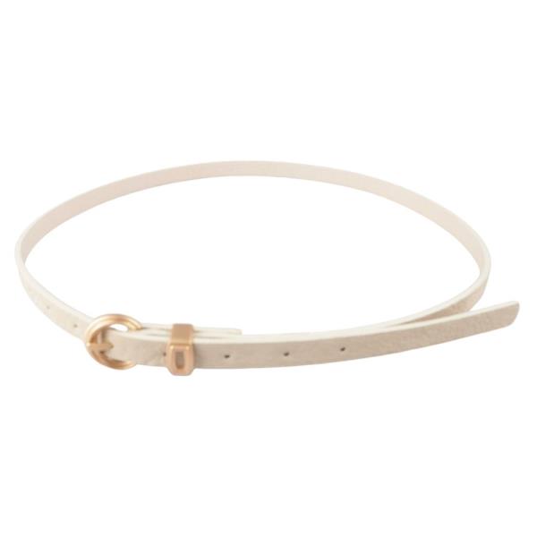 FAUX LEATHER ROUND METAL BUCKLE THIN BELT 3 PC SET