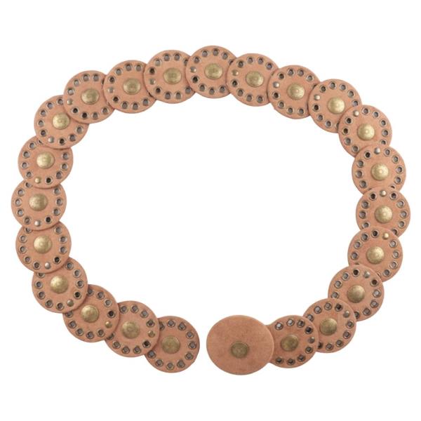 SUEDE TEXTURED METAL STUDDED EYELET CIRCLE LINK WESTERN Y2K STYLE BELT
