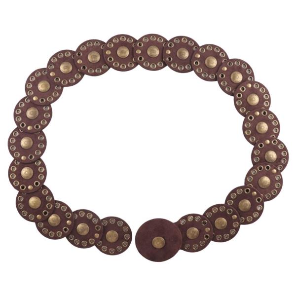 SUEDE TEXTURED METAL STUDDED EYELET CIRCLE LINK WESTERN Y2K STYLE BELT