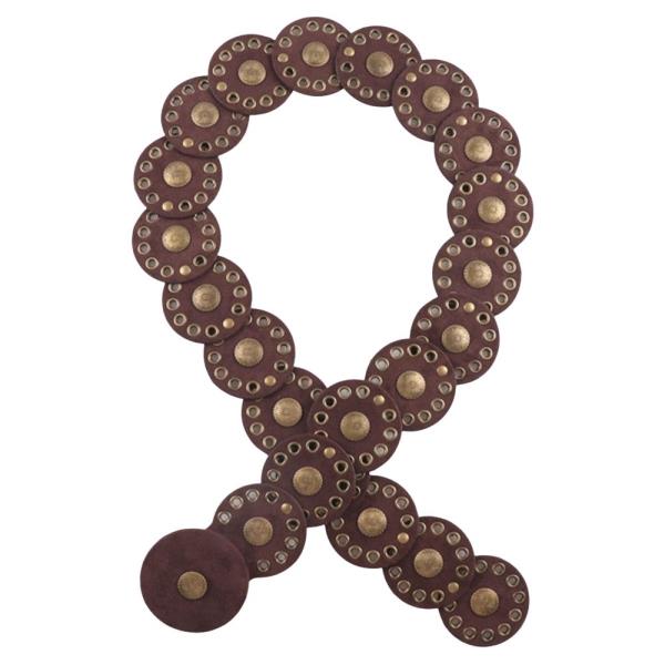 SUEDE TEXTURED METAL STUDDED EYELET CIRCLE LINK WESTERN Y2K STYLE BELT