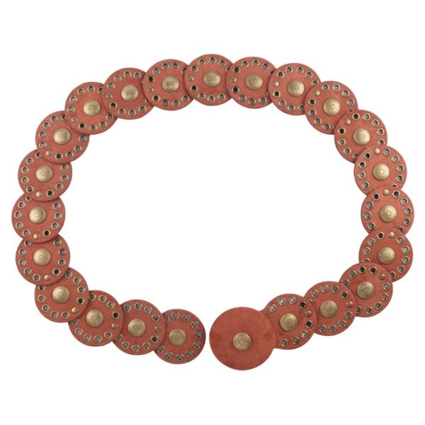 SUEDE TEXTURED METAL STUDDED EYELET CIRCLE LINK WESTERN Y2K STYLE BELT