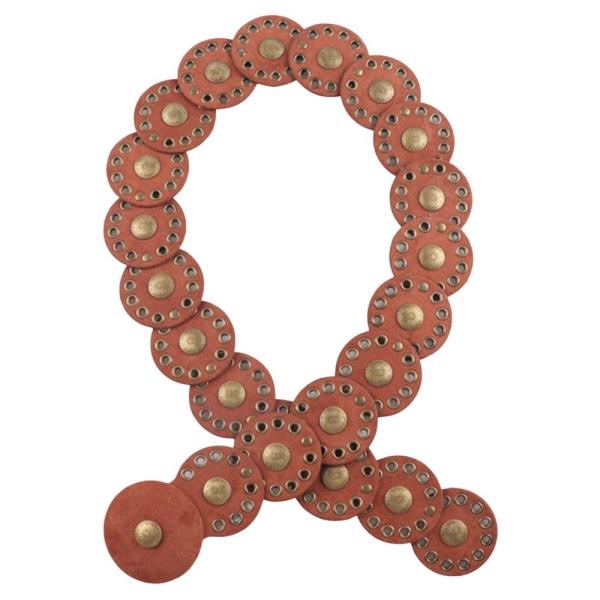 SUEDE TEXTURED METAL STUDDED EYELET CIRCLE LINK WESTERN Y2K STYLE BELT