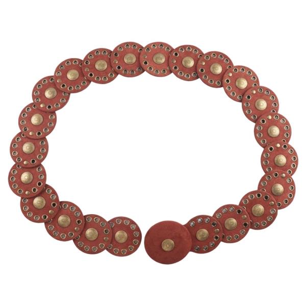 SUEDE TEXTURED METAL STUDDED EYELET CIRCLE LINK WESTERN Y2K STYLE BELT