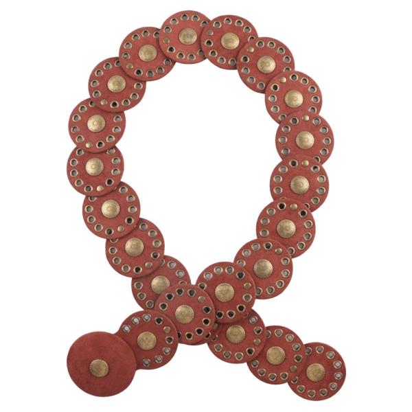 SUEDE TEXTURED METAL STUDDED EYELET CIRCLE LINK WESTERN Y2K STYLE BELT