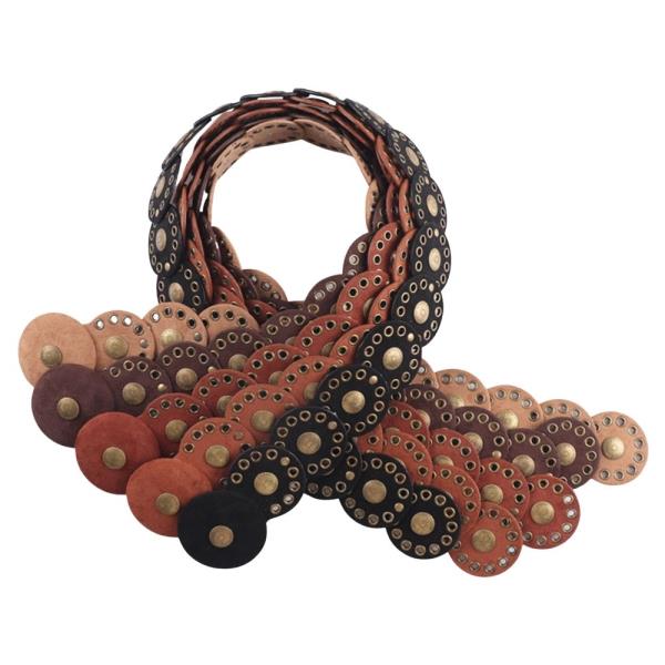 SUEDE TEXTURED METAL STUDDED EYELET CIRCLE LINK WESTERN Y2K STYLE BELT