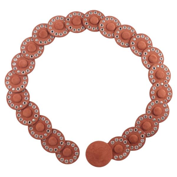 SUEDE TEXTURED METAL EYELET CIRCLE LINK WESTERN Y2K STYLE BELT