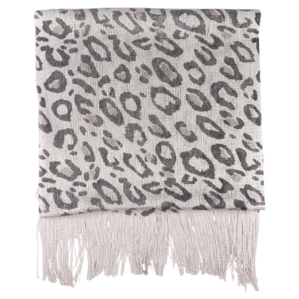 LEOPARD PATTERN OBLONG SCARF WITH TASSEL