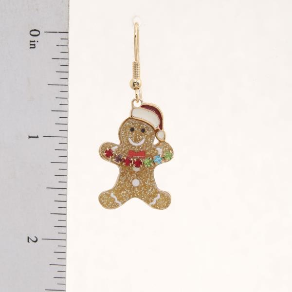 GLITTER GINGERBREAD MAN CHRISTMAS EARRING
