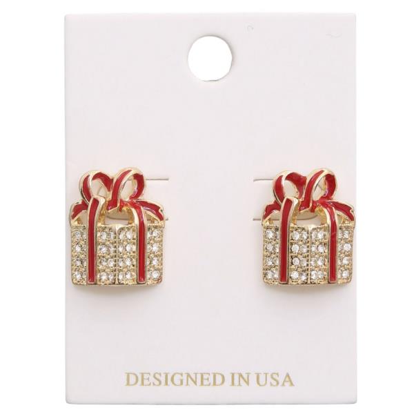 CHRISTMAS GIFT RHINESTONE METAL EARRING