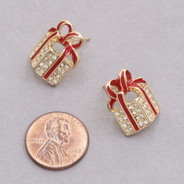 CHRISTMAS GIFT RHINESTONE METAL EARRING