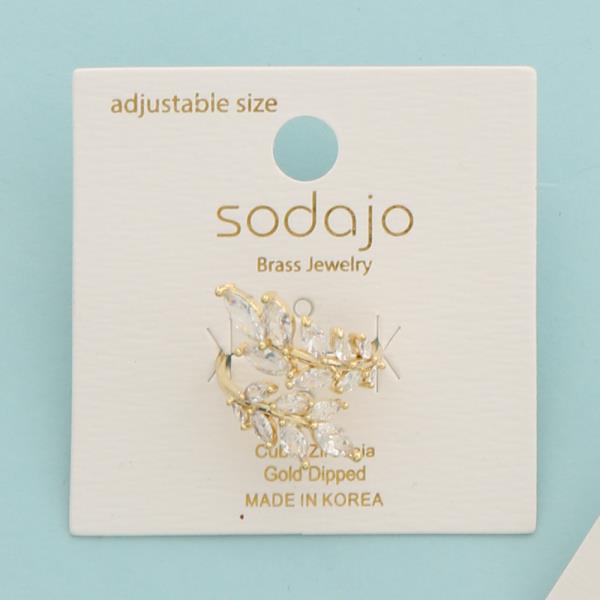 SODAJO CZ LEAF PATTERN GOLD DIPPED ADJUSTABLE RING