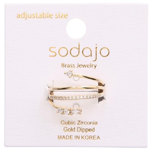 SODAJO CZ GOLD DIPPED ADJUSTABLE RING