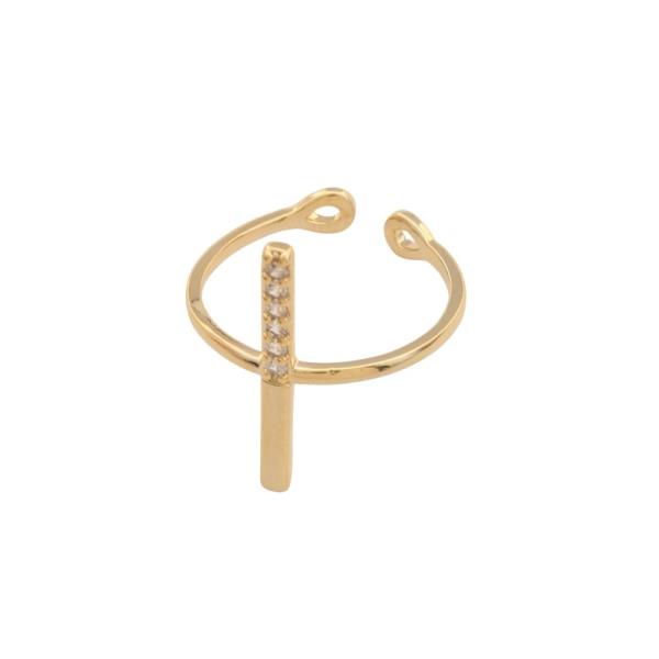 SODAJO METAL BAR CZ GOLD DIPPED ADJUSTABLE RING