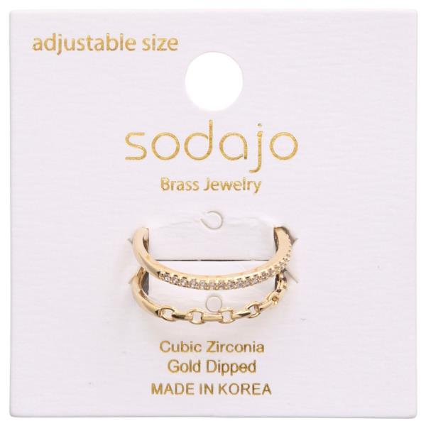 SODAJO CZ GOLD DIPPED ADJUSTABLE RING