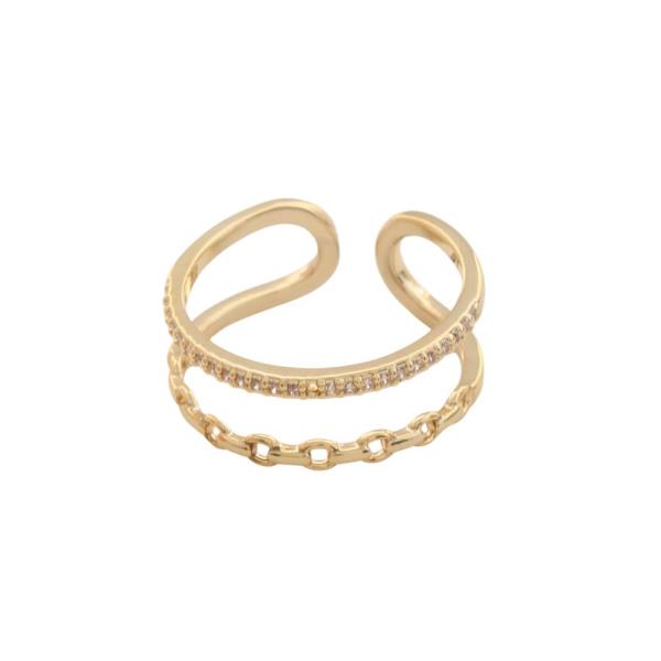 SODAJO CZ GOLD DIPPED ADJUSTABLE RING
