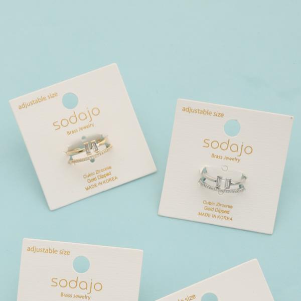 SODAJO CZ DOUBLE GOLD DIPPED ADJUSTABLE RING