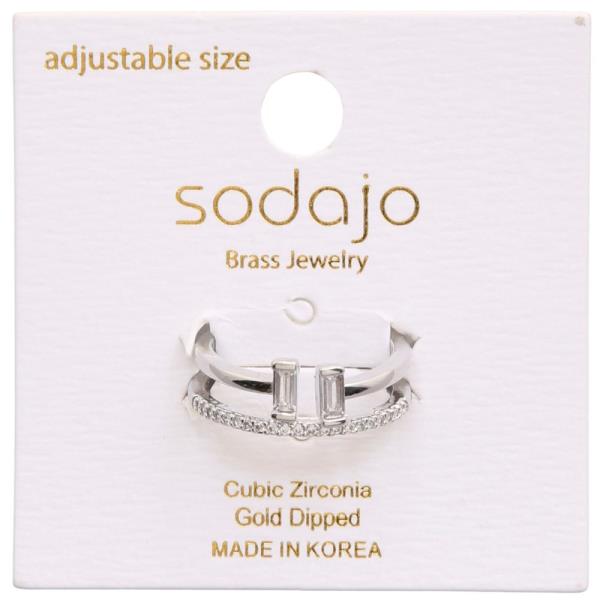 SODAJO CZ DOUBLE GOLD DIPPED ADJUSTABLE RING