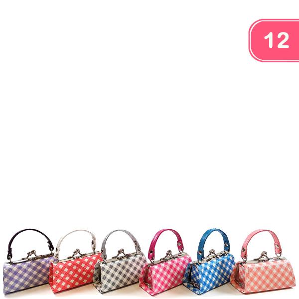 CHECK PRINT COIN PURSE HANDBAG (12 UNITS)
