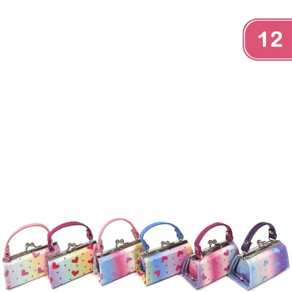 HEARTS DOT COIN PURSE HANDBAG (12 UNITS)
