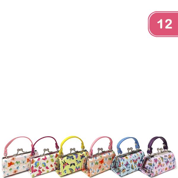 MULTI COLOR BUTTERFLY COIN PURSE HANDBAG (12 UNITS)
