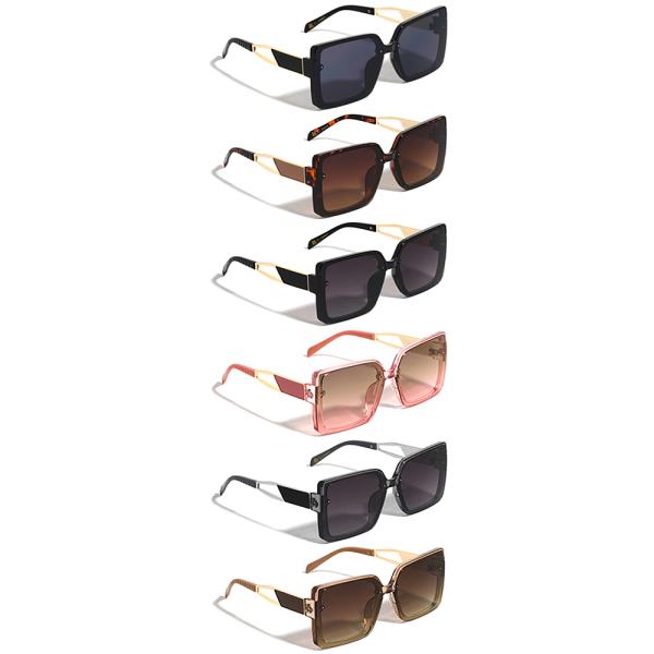 GEOMETRIC CUTOUT COLOR ACCENT FASHION SQUARE SUNGLASSES 1DZ