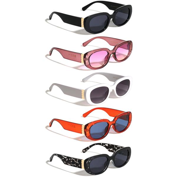 GOLD PATTERN HINGE ACCENT RETRO FASHION OVAL BUTTERFLY SUNGLASSES 1DZ