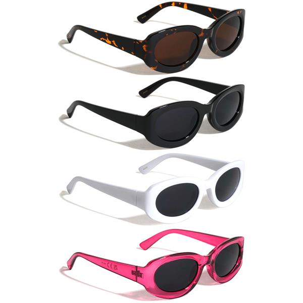 CURVED SIDE FRAME RETRO FASHION OVAL SUNGLASSES 1DZ