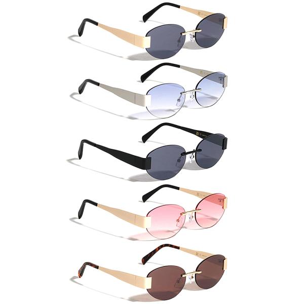 RIMLESS OVAL WIDE CAT EYE SUNGLASSES 1DZ