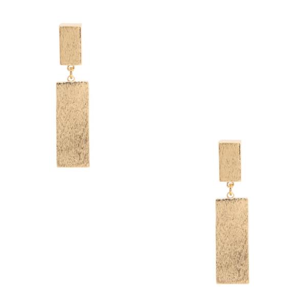 TEXTURED RECTANGLE METAL DANGLE EARRING