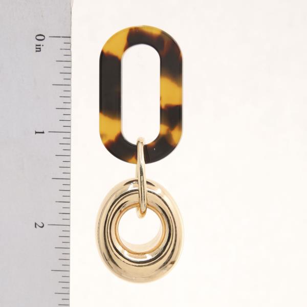 ACETATE OVAL CIRCLE LINK DANGLE EARRING