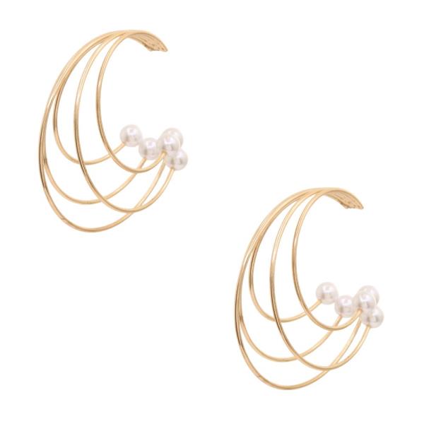PEARL BEAD EDGE MULTI HOOP EARRING