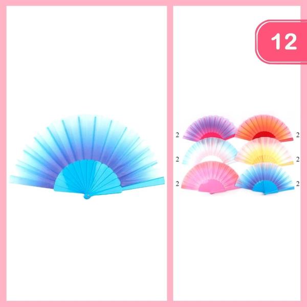 COLORED HAND FAN (12 UNITS)