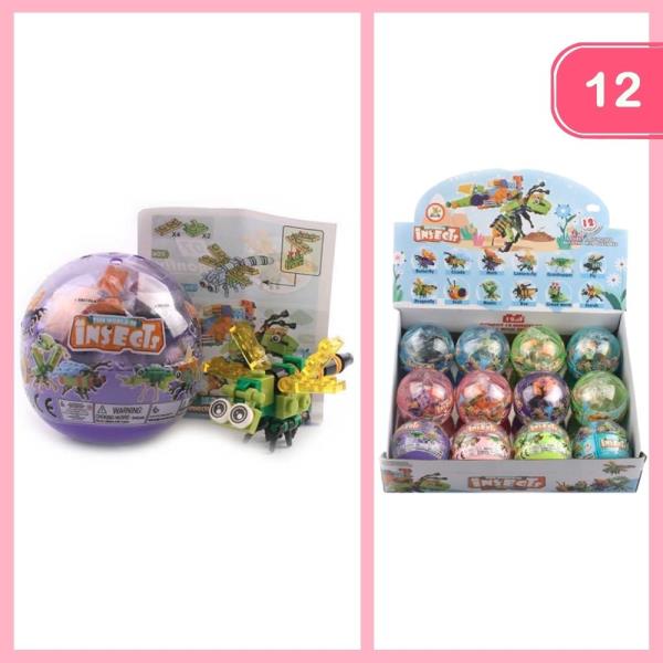 MINI INSECT BUILDING BLOCK CAPSULE TOY SET (12 UNITS)