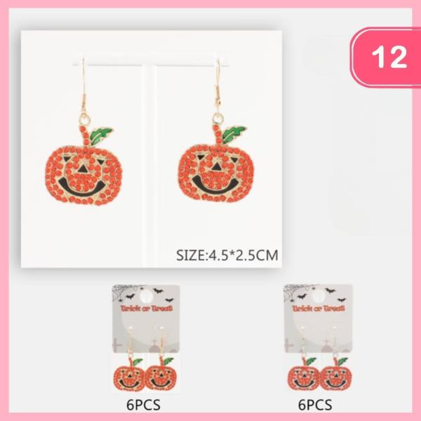 HALLOWEEN PUMPKIN DANGLE EARRING (12 UNITS)