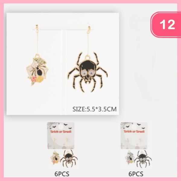 HALLOWEEN SPIDER WEB DANGLE EARRING (12 UNITS)